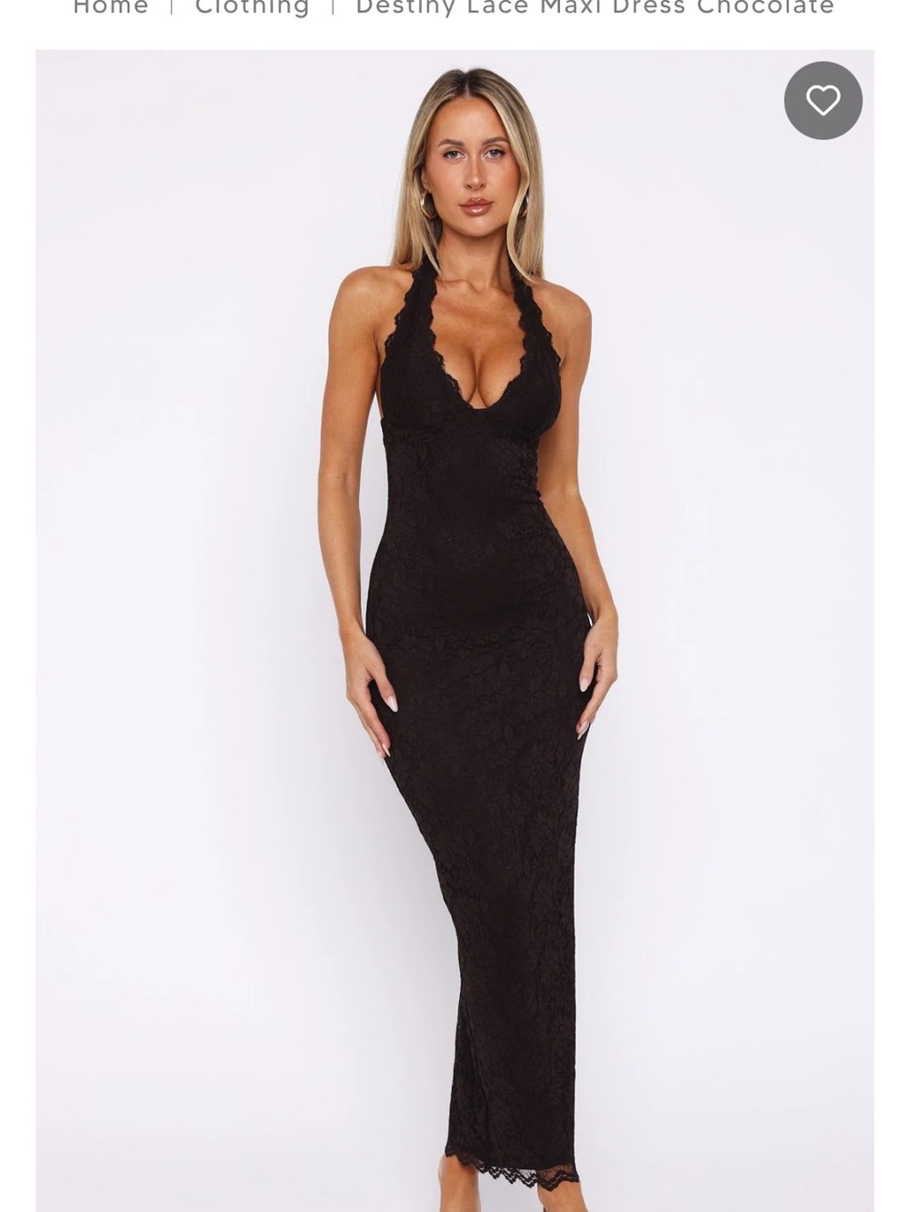 White Fox Boutique Brown Lace Halter Maxi Dress - Destiny